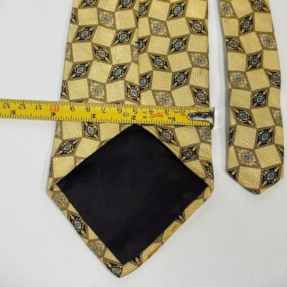 Geoffrey Beene Silk Tie Geometric Men Necktie Gold Color - Picture 7 of 15